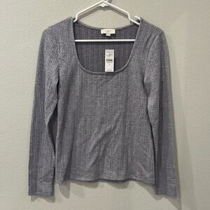 NWT LOFT Textured Longsleeve Scoop Neck Top | Size Small